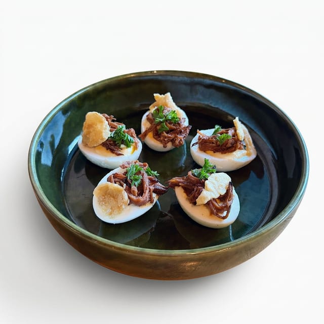 Burnt-End Deviled Eggs.