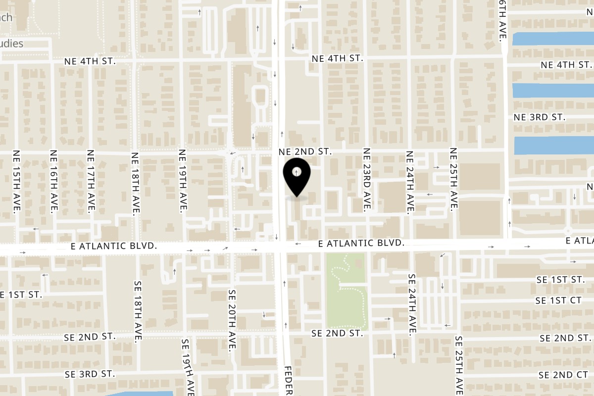 Map showing the location of Grub Diner on 14 N Federal Hwy in Pompano Beach